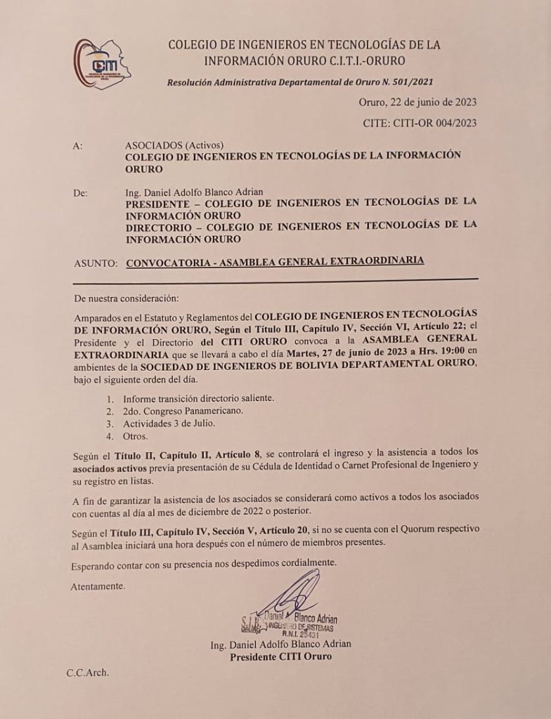 Asamblea General Extraordinaria – 27 de Junio 2023