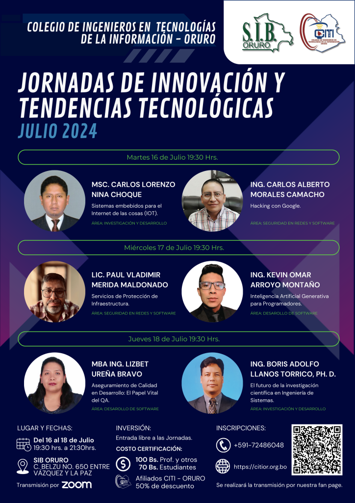 JORNADAS DE INNOVACIÓN Y TENDENCIAS TECNOLÓGICAS – JULIO 2024