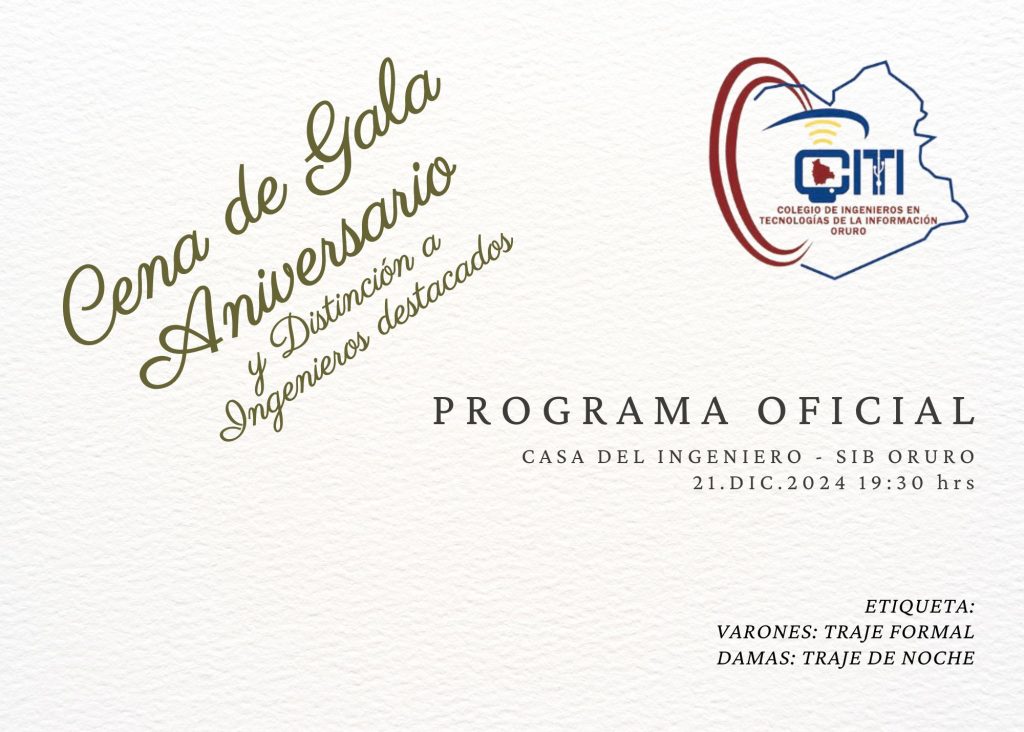 Programa Cena de Gala y Aniversario CITI Oruro 2024