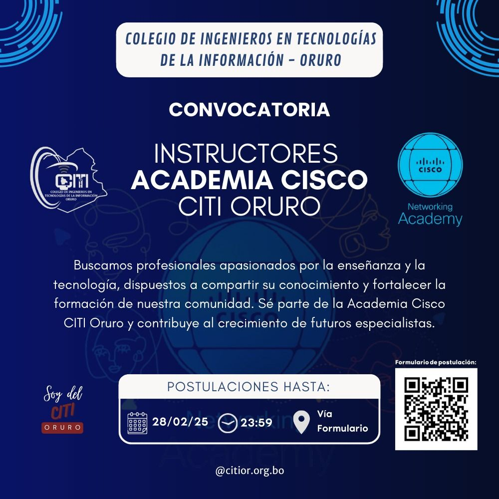 CONVOCATORIA A INSTRUCTORES ACADEMIA CISCO CITI ORURO